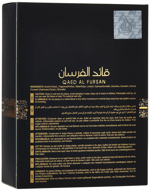 Lattafa Qaed Al Fursan for Men - Eau de Parfum Spray, 3.04 Ounce