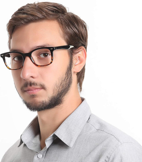 LifeArt Blue Light Blocking Glasses - Anti Eyestrain, Computer Reading Glasses for Women Men (Tortoise, No