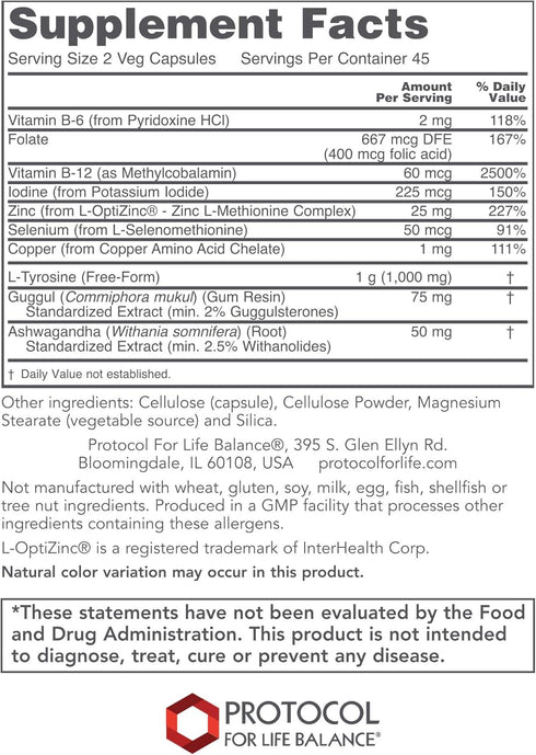 Protocol Ortho Thyroid - Energy and Metabolism Supplement - 90 Veg Caps