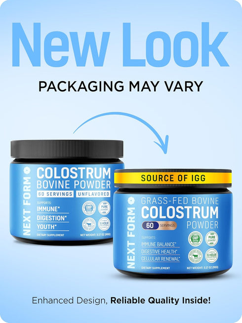 Next Form Immune 3.17 Oz 60 Bovine Colostrum Powder for Women &Men Source of IgG & IgA Grass-Fed, Pure Bovine Colostrum