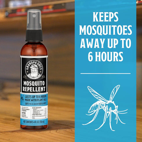 Grandpa Gus's Natural Mosquito Repellent Spray, 4 oz, Pack of 2, Non-Greasy, No DEET