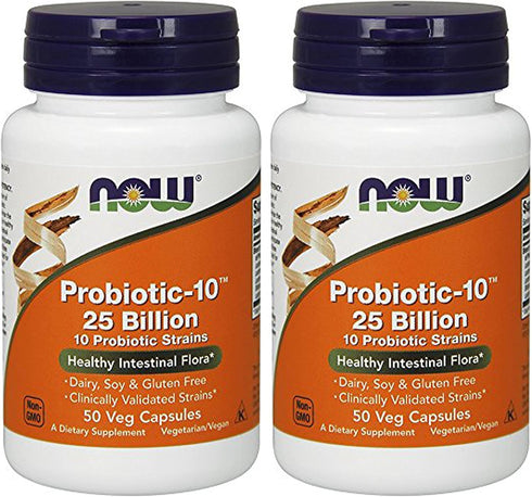 Now Foods Probiotic-10 - 25 Billion, 50Vcaps (2 Bottles)