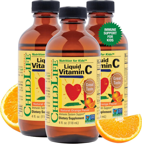 CHILDLIFE ESSENTIALS Liquid Vitamin C for Toddlers & Kids - Immune Support, All-Natural, Gluten-Free, 4 Ounce Bottle