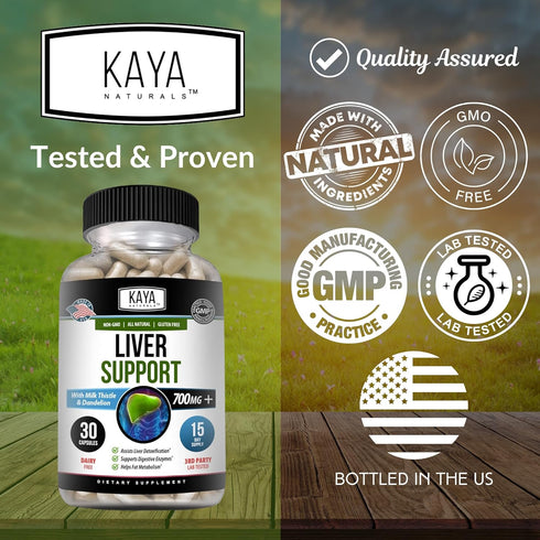 Kaya Naturals Liver Cleanse Detox & Repair - Milk Thistle Liver Supplement with Artichoke Extract and Dandelion Root -