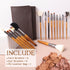 Makeup Brush Set: 15pcs Professional Makeup Brushes with Leather Button Bag - Foundation, Concealer, Kabuki, Blush,