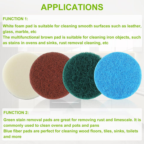 16pcs Electric Cleaning Brush Pad Set with Foam Pads and Heavy Duty Pads for Bosch Home/Garden Battery Cleaning