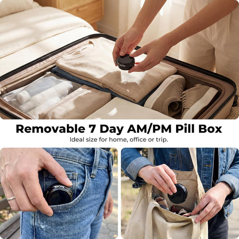 sneovvin 2 7-Day,AM Weekly Pill Organizer Times a Day, PM Pill Case for Medicine Vitamin Medication Supplement(Black)