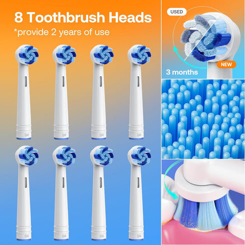 Bitvae R1 Rotating Electric Toothbrush with 8 Brush Heads, 60-Day Battery Life, 5 Modes Rechargeable Power Toothbrush