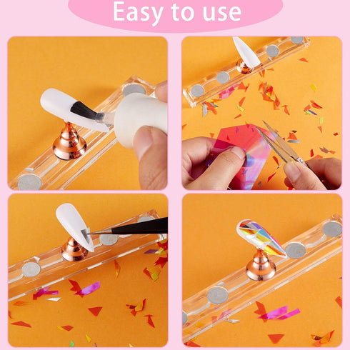 Maitys 40 Pieces Iridescent Glass Paper Nail Design Sticker Decals, Shinning Reflective Mirror Design, 20 Colors