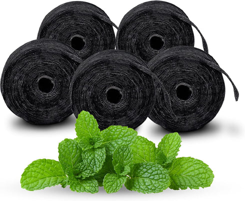 Expandable Floss Treated with Activated Charcoal, Xylitol, Natural Plant Based Wax, Refreshing Mint Flavor - Pack of 5