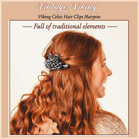 Syhood 6 Pieces Retro Silver Viking Celtic Alloy Hair Clips, Hair Accessories for Women and Girls