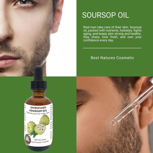 Virgin Soursop Oil - 100% Pure, Organic, Cold-Pressed, Unrefined, 2oz for Dry, Damaged, Sensitive Skin