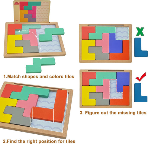 PHIELEY 8 Wooden Tiles Matching Dementia Activities for Seniors, Easy Memory Games for Alzheimers Patients, Cognitive