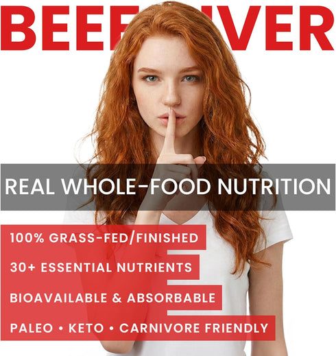 Pack) 30+ B12, Immunity, 100% Beef Liver Capsules USA-Made (Value Whole Food Source of Bioavailable Nutrients: Vitamin