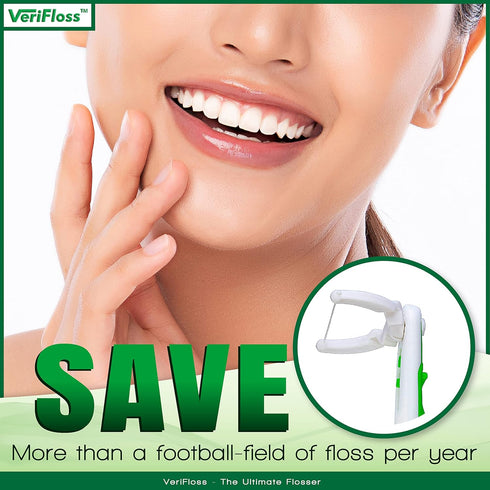 VeriFloss Dental Flosser with 10 Head Refill, Ergonomic Design for Adults & Kids, Reusable Floss Picks Cleaning Kit