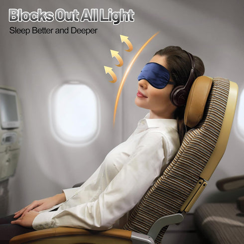 Silk Sleep Mask with Adjustable Strap, Satin Blackout Blindfold for Men & Women, Comfortable Eyeshade for Night Sleep