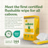 Pack 8, 144 Caboo Tree Free Flushable Wipes, Travel Wipe, Certified Flushable, Septic Safe, Biodegradable Wipe