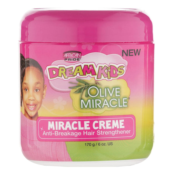 African Pride Dream Kids Olive Miracle Creme - Anti-Breakage Hair Strengthener with Olive Oil, 6 Oz.