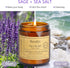 Set Lavender Eucalyptus & Sage Sea Salt Candles - Stress Relief Gift
