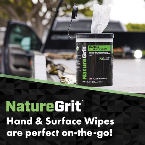 NatureGrit Hand & Surface Wipes, Heavy Duty Mechanic Hand Cleaning & Degreaser Wipes