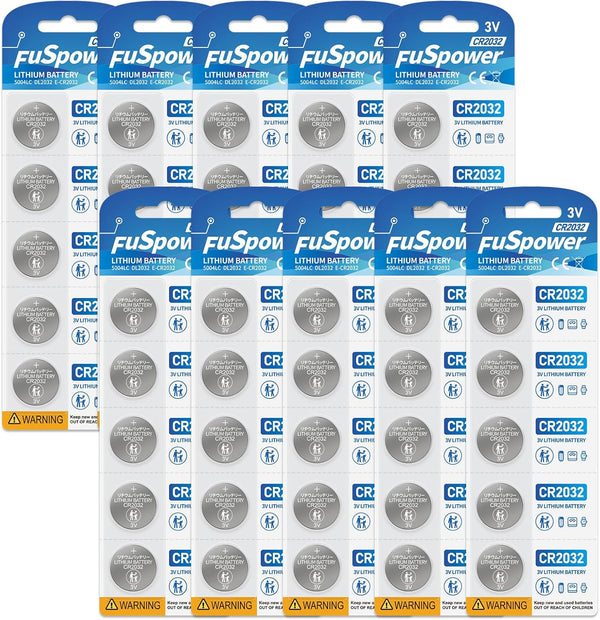 CR2032 2032 ECR2032 DL2032 3V Lithium Batteries for Watch, Key Fob, Flameless Candles, Garage Door Remote (50 Pack)