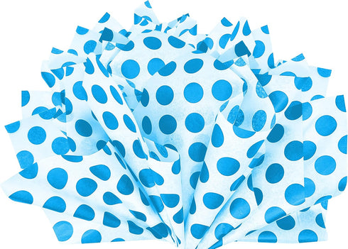 Flexicore Packaging Turquoise Polka Dot Gift Wrap Tissue Paper, 15 Inch X 20 Inch, 10 Sheets for DIY Craft, Art,