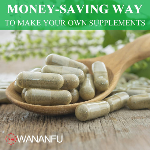 wananfu Size 1 Empty Vegetarian Capsules 100 Count | Bundle with Micro Lab Spoon for Making Supplements