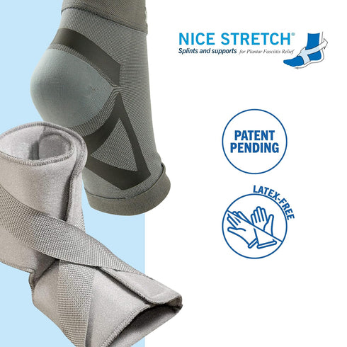Brownmed Nice Stretch Total Solution Plantar Fasciitis Relief Kit - Includes Night Splint & Sock - Small/Medium