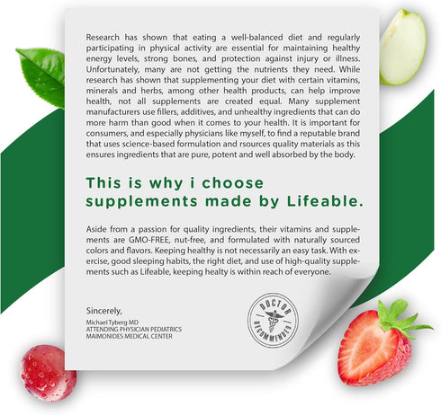 Gummies Gummies 60 Count Lifeable Lions Mane for Kids | Great Tasting Lions Mane Mushroom Supplement | Vegan, Kosher