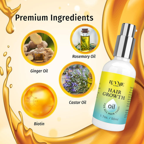 Luv Me Care Biotin Hair Growth Oil Serum for Thicker, Longer, Fuller Hair, Prevent Hair Loss & Thinning, All Natural