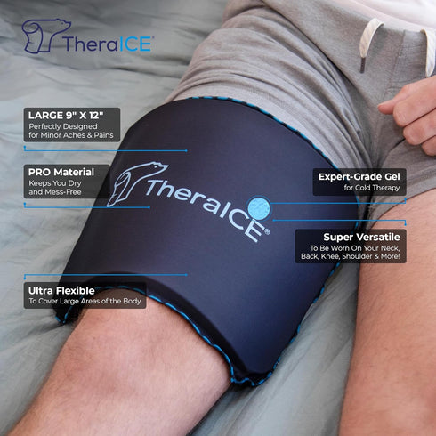 TheraICE PROpack Ice Pack for Injuries, Reusable Cold Gel Compress for Muscular Pain, 9 x 12 Flexible Wrap for Aches
