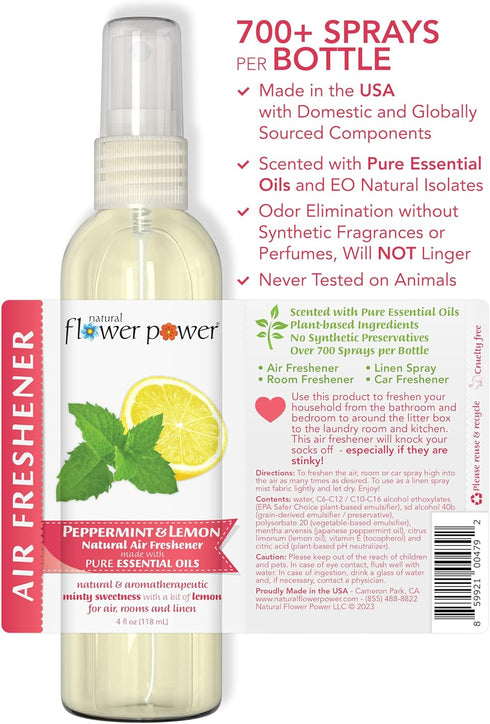 Air Freshener Spray Variety Pack – Citrus & Spice + Peppermint & Lemon, 4 Fl Oz, Pack of 2, Scented with Pure Essential