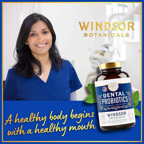 Oral Probiotics for Teeth and Gums, 45 Chewable Mint Tablets for Bad Breath Treatment, 3BN CFU