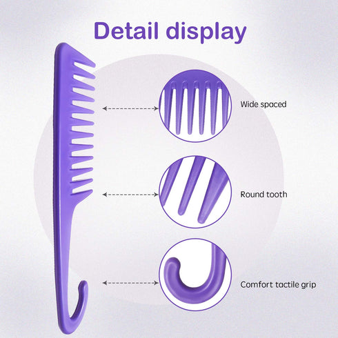Wapodeai Wide Tooth Comb Detangling Hair Brush, Premium Care Handgrip Comb for Curly Hair