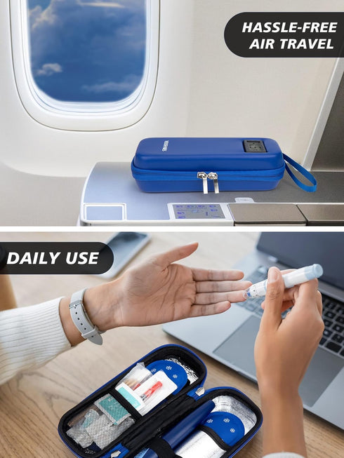 YOUSHARES Insulin Cooler Travel Case with Temperature Display, Refrigerated Medicine Case with 2 TSA Approved Ice