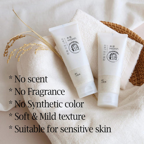 MIDHA RICE BRAN SCRUB FOAM 150ml - Gentle Face Wash and Scrub with Finely Grinded Rice Husk and Rice Water