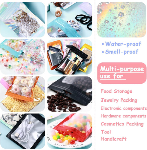 150-Pack 4 x 6 in Holographic Mylar Bags, Resealable Foil Pouches for Food Storage, Smell Proof Packaging