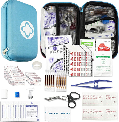 276PCS Small Travel First Aid Kit Supplies - Backpacking Essentials for Home Outdoor Adventure, Blue AMORNING