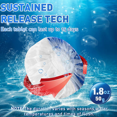 Qualirey 100 Pack Toilet Bowl Tablets - Long Lasting Automatic Cleaner for Bathroom Toilet Tank (Blue and White)