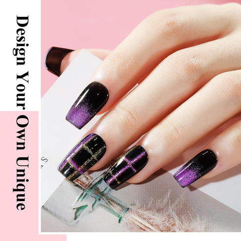 MIZHSE 9D Cat Eye Gel Nail Polish Set, Magnetic Cat Eye Gel Polish, 10ml*6 with 2 Magnets, Chameleon Magic Effect