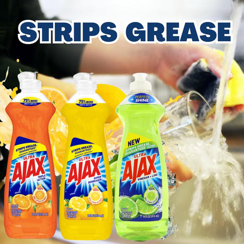 Ajax Dish Soap, 14 FL OZ - Super Degreaser, Variety Pack of 6 (Lemon, Orange, Lime)