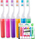 Lingito Mini Travel Toothbrushes, Firm with Cover, Portable Toothbrush Case, Adults Travel Toothbrush Kit (6 Pack)
