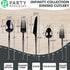 Party Bargains Disposable Plastic Black Cutlery Set, Infinity Modern Design Utensils, 40 Pack: 16 Forks, 8 Knives, 16 Spoons by PARTY BARGAINS