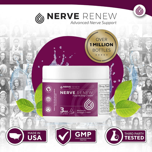 NERVE RENEW Maximum Strength Fast-Acting Nerve Cream, Targeted Arnica Cream Formulation for Soothing Comfort