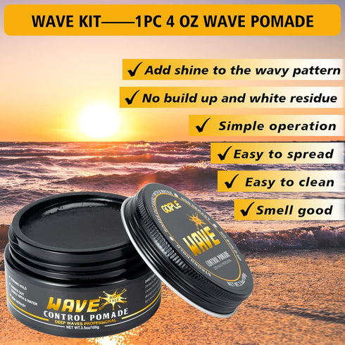 Wave Pomade for Men, Strong Hold Hair Cream for 360 Wave Training, Moisture, Control, and Silky Shine