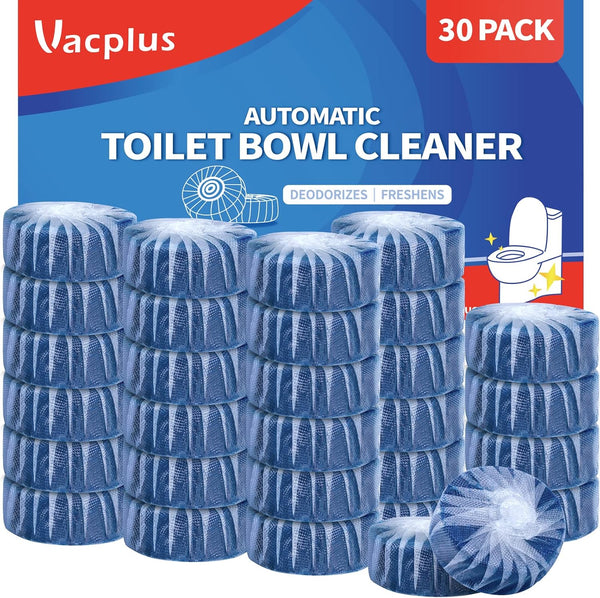 Vacplus Toilet Bowl Cleaners - 30 PACK, Ultra-Clean Deodorizing & Descaling Blue Tablets