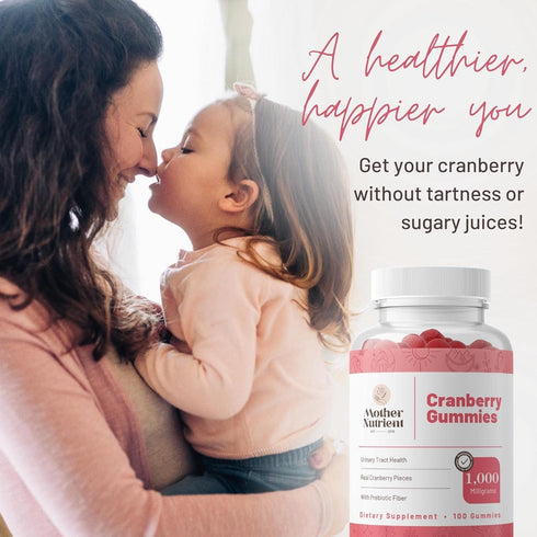 Mother Nutrient Cranberry Gummies for Women & Kids - 1,000mg Pure Cranberry Extract, Gluten-Free, Non-GMO, Vegan
