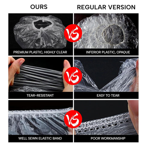 Years calm 50PS Disposable Shower Caps, Plastic Clear Hair Caps for Dyeing Assistance, Portable Travel Size
