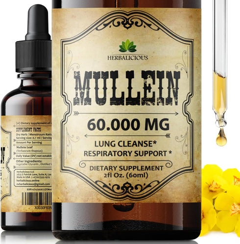 Mullein Leaf Extract - Verbascum Thapsus Liquid Supplement for Lung Detox and Respiratory Health (2 fl. Oz)