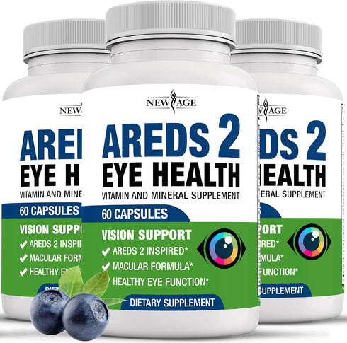 NEW AGE AREDS 2 Eye Vitamins - Lutein, Zeaxanthin, Bilberry, Astaxanthin - 180 Count